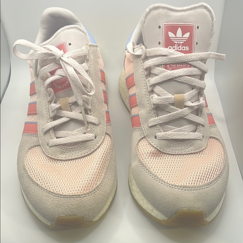 Adidas Peach and Light Gray Sneakers